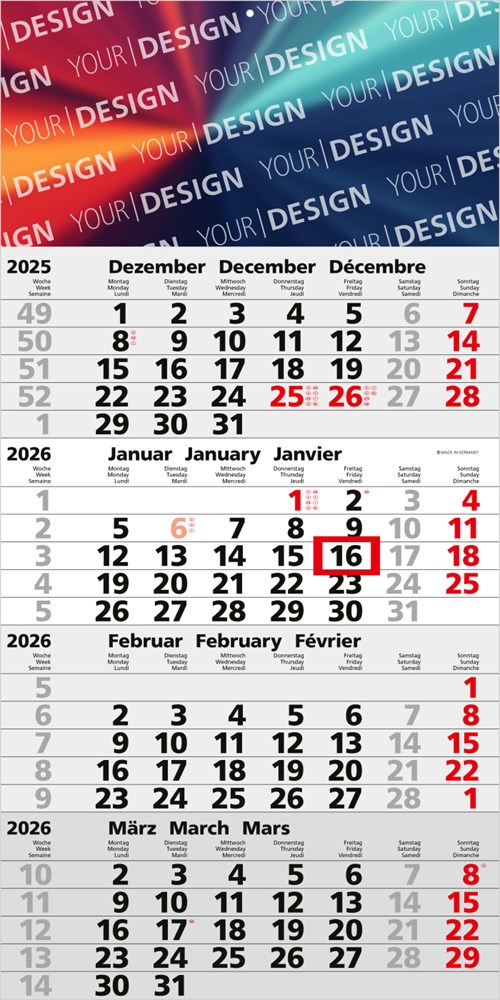4-Monatskalender Mega 4 Post Bestseller (Einblatt) 4-Monatskalender Mega 4 Post Bestseller (Einblatt)