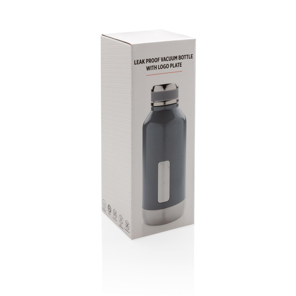 Auslaufsichere Vakuumflasche mit Logoplatte Auslaufsichere Vakuumflasche mit Logoplatte