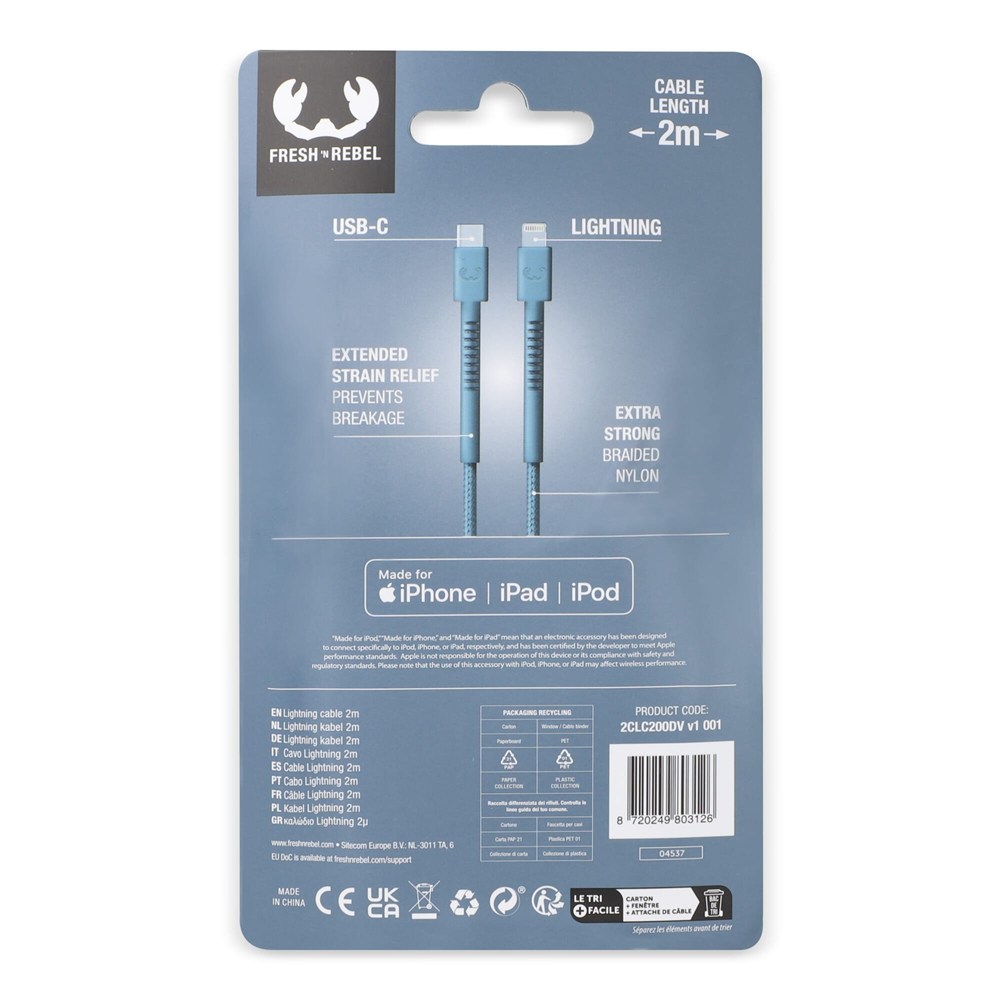 2ULC200 | Fresh 'n Rebel USB-C zu Apple Lightning Kabel 2.0m 2ULC200 | Fresh 'n Rebel USB-C zu Apple Lightning Kabel 2.0m