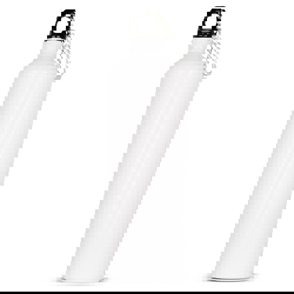 Aluminium Wasserflasche mit Karabiner 750ml - weiss