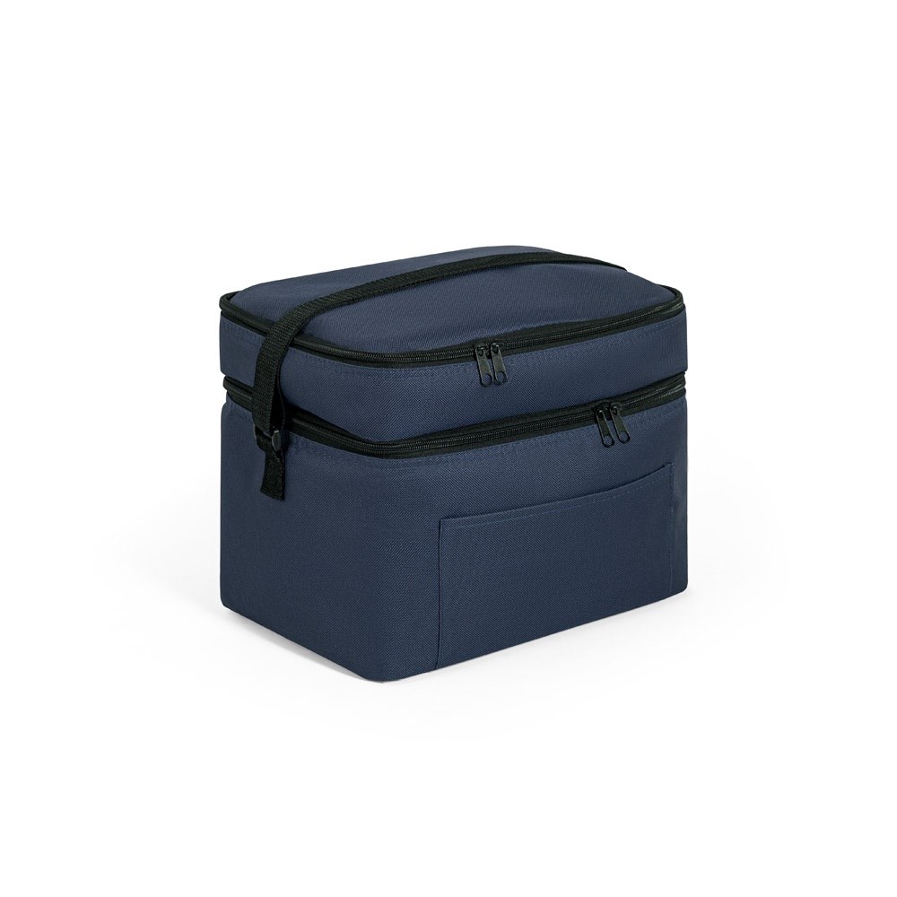 CANCUN LARGE. Kühltasche aus 600D, recyceltem Polyester, mit verstellbarem Gurtband - blau
