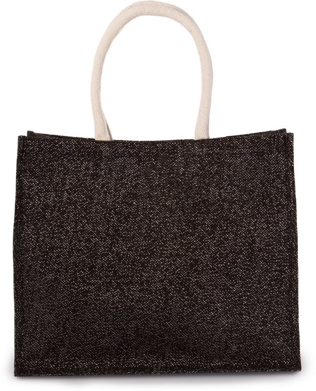 Kimood Jute-Strandtasche - Schwarz / Silver