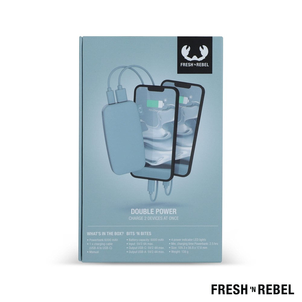 2PB6100 | Fresh 'n Rebel Powerbank 6000mAh USB-C 2PB6100 | Fresh 'n Rebel Powerbank 6000mAh USB-C