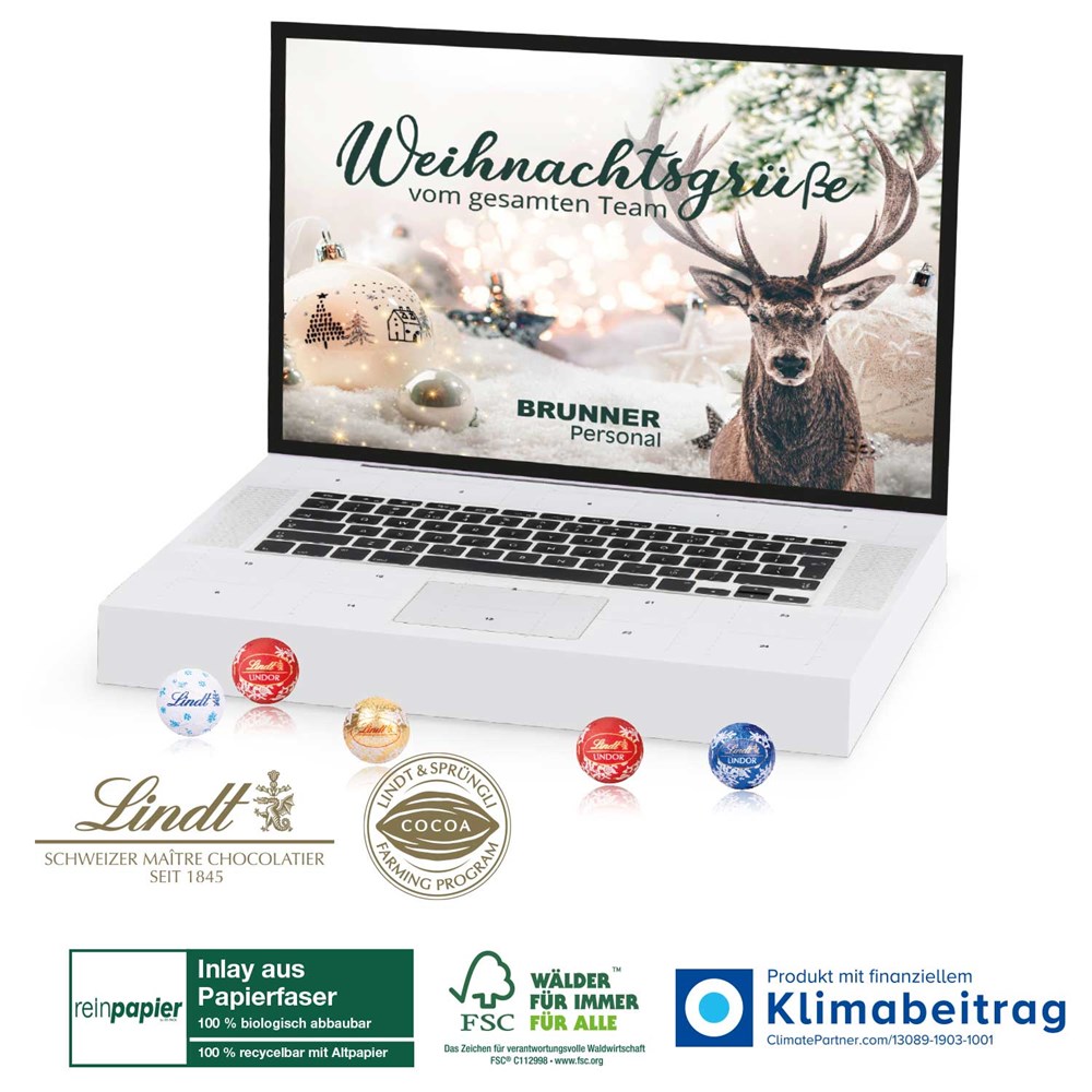 Adventskalender „Laptop“ Lindt Organic mit Lindt Minis