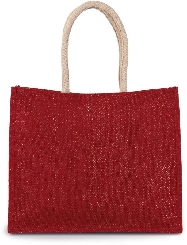 Kimood Jute-Strandtasche - Cherry Rot / Gold