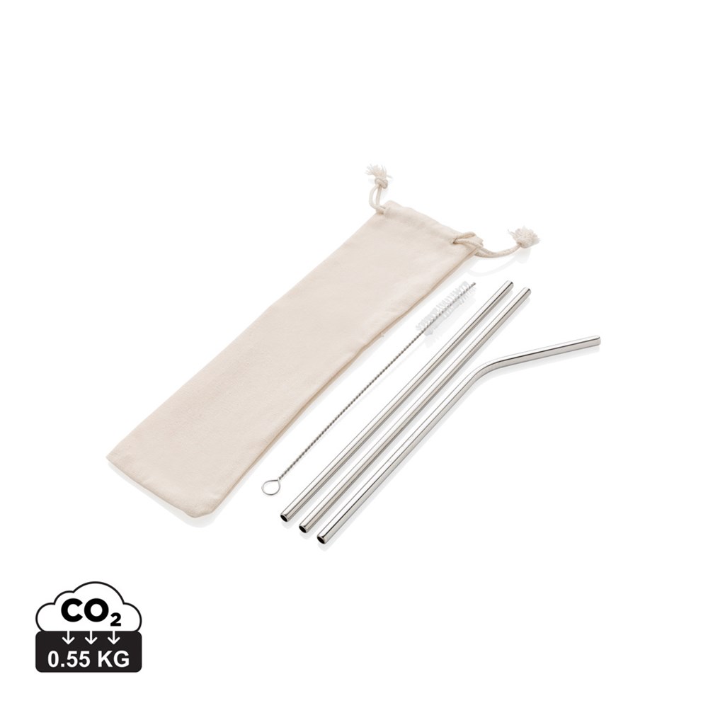 3-teiliges Trinkhalm-Set aus Stainless Steel 3-teiliges Trinkhalm-Set aus Stainless Steel
