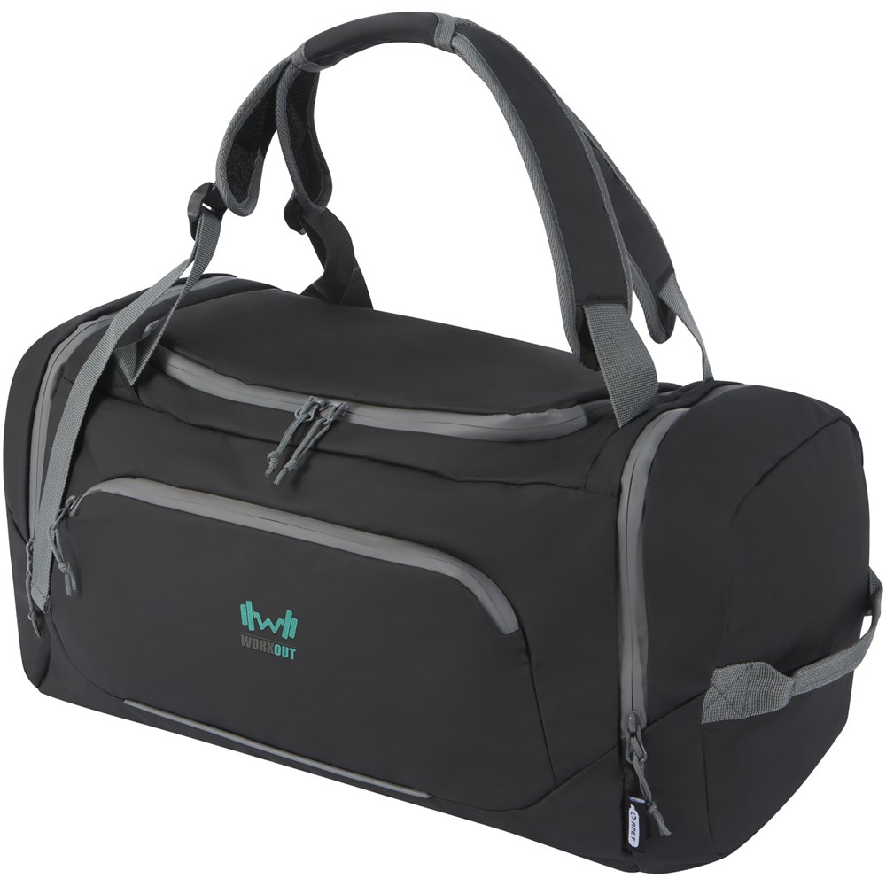 Aqua wasserabweisende Reisetasche aus GRS Recyclingmaterial 35 L Aqua wasserabweisende Reisetasche aus GRS Recyclingmaterial 35 L