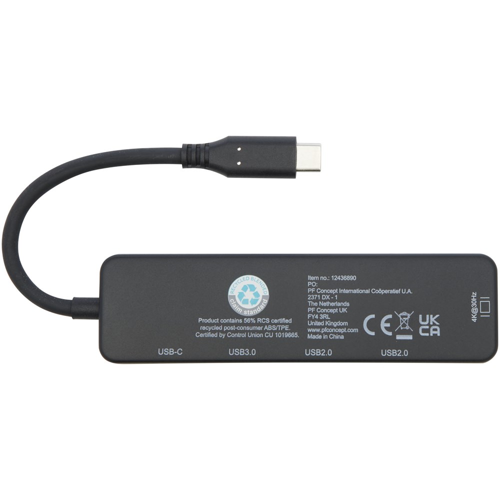 Loop Multimedia-Adapter aus recyceltem RCS Kunststoff USB 2.0-3.0 mit HDMI-Anschluss Loop Multimedia-Adapter aus recyceltem RCS Kunststoff USB 2.0-3.0 mit HDMI-Anschluss
