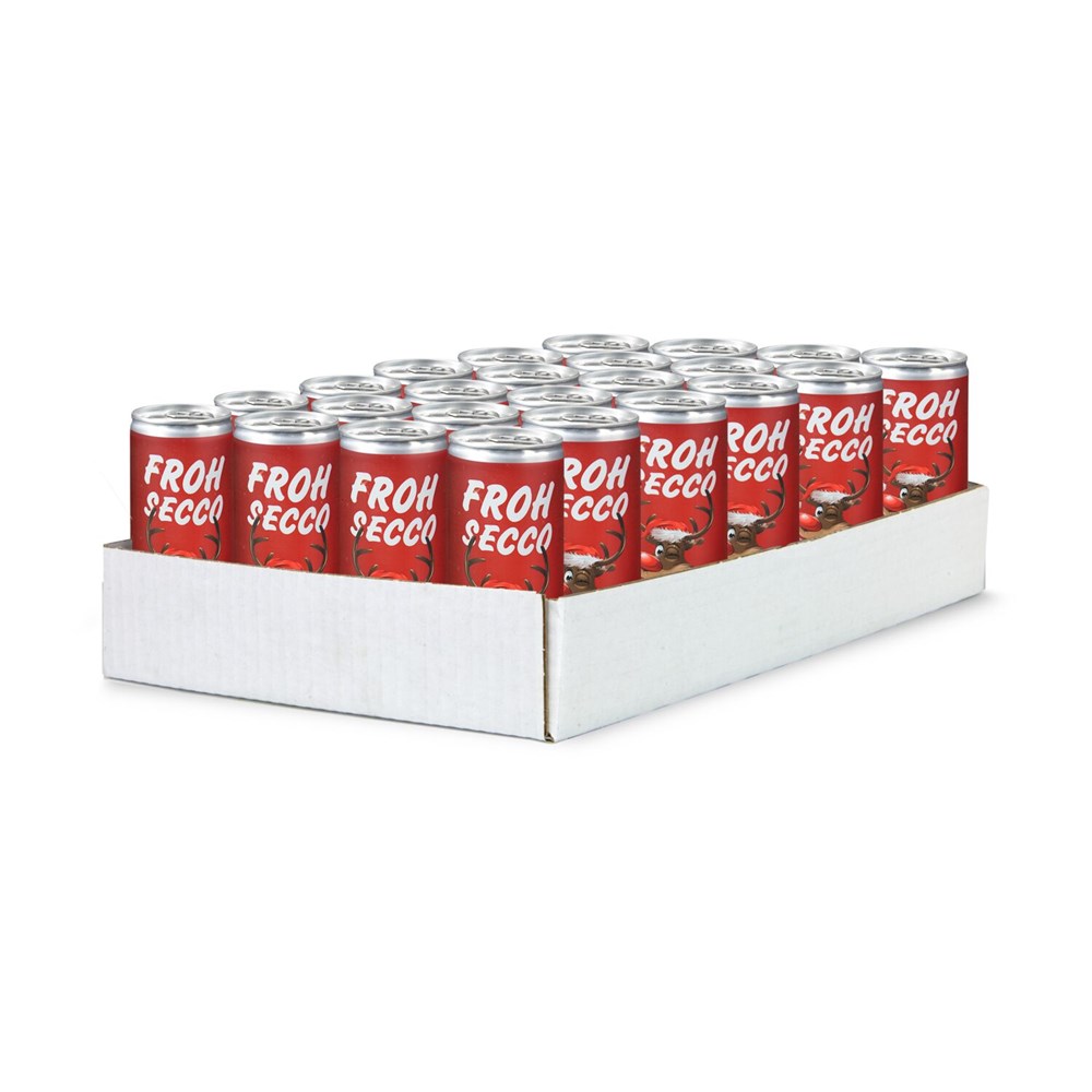 FROHSECCO Elch (rot) - 24 x Promo Secco 0,2 l, Slimlinedose