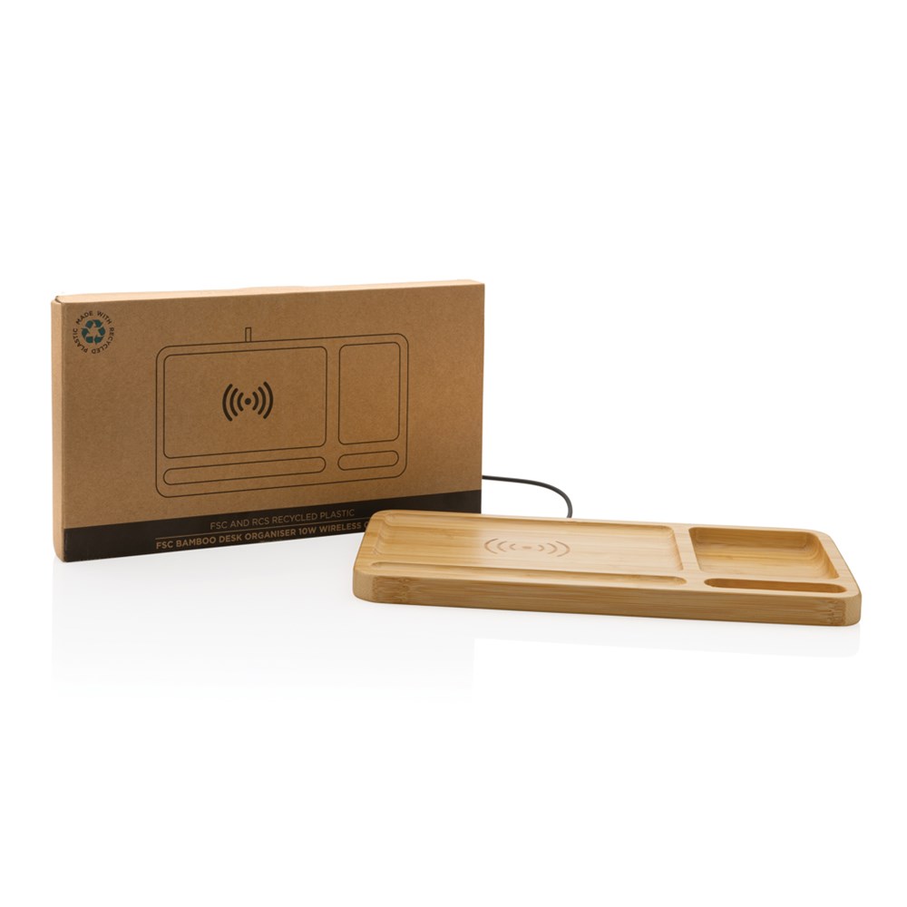 Bambus Desk Organizer mit 10W Wireless Charger Bambus Desk Organizer mit 10W Wireless Charger