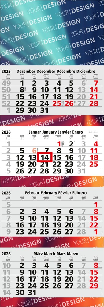 4-Monatskalender Quadro 4 Post Bestseller (Mehrblock) 4-Monatskalender Quadro 4 Post Bestseller (Mehrblock)