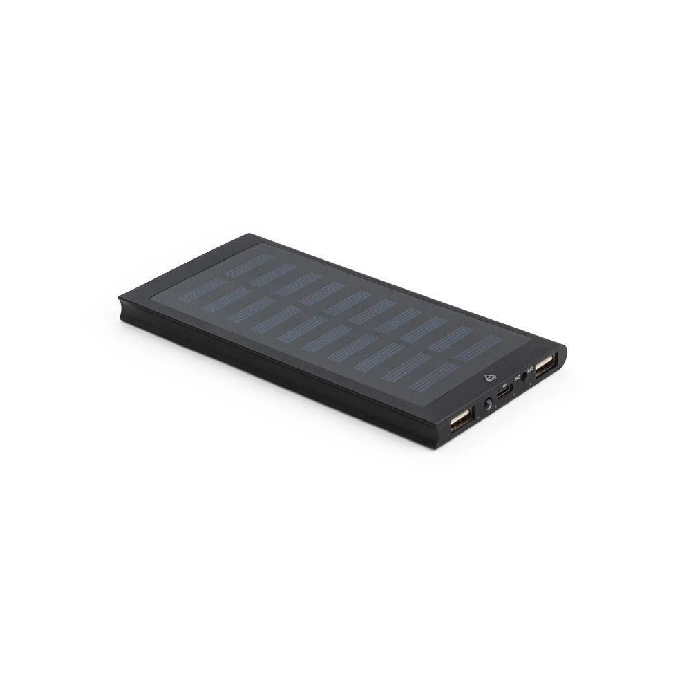 CLERK. 8'000 mAh Powerbank mit Solarpanel aus 100% recyceltem Aluminium - schwarz