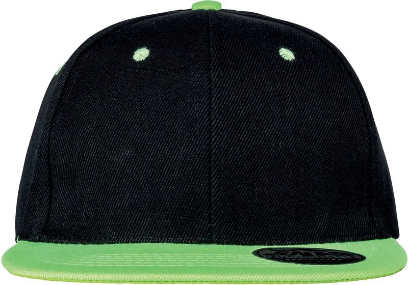 Result Bronx Original Flat Peak Snapback Dual Colour Cap - Schwarz / Lime