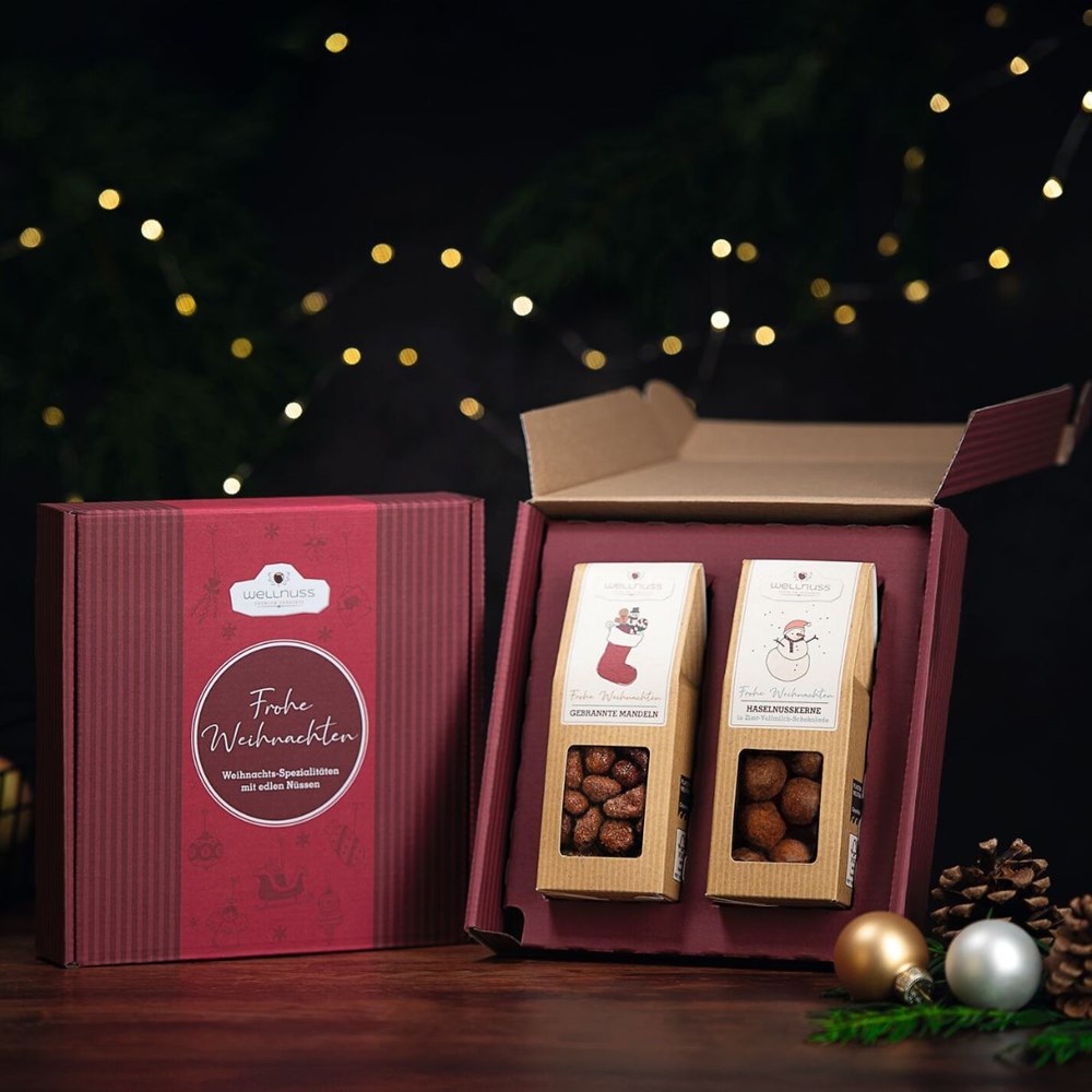 2 Weihnachts-Snacks im Geschenkkarton (versandfähig)