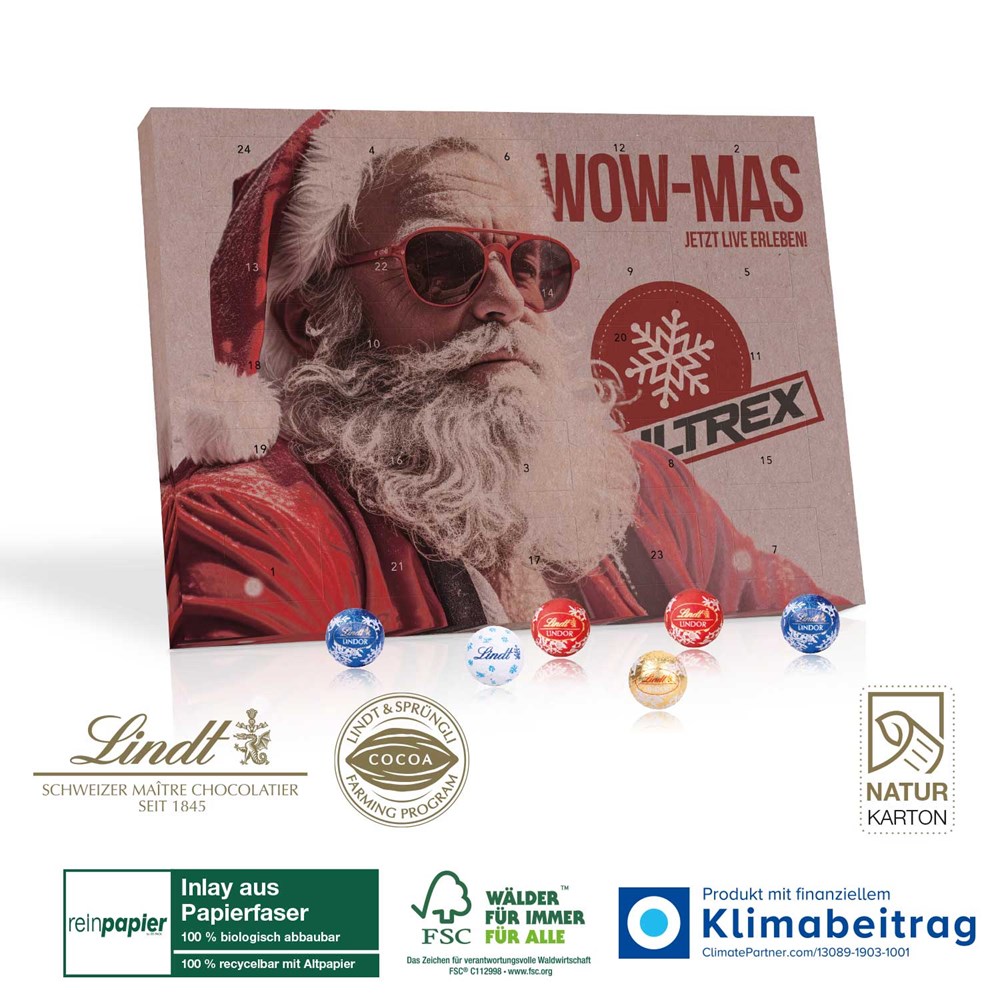 Adventskalender aus Naturkarton Lindt „Gourmet Edition“ Organic