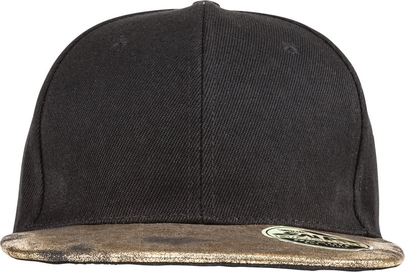 Result Bronx Glitter Flat Peak Snapback Cap - Schwarz / Gold