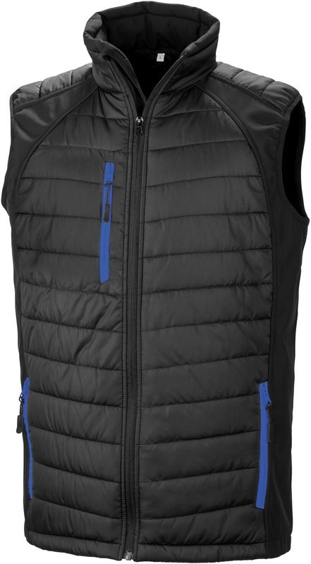 Result BLACK COMPASS PADDED SOFT SHELL GILET - Schwarz / Königsblau