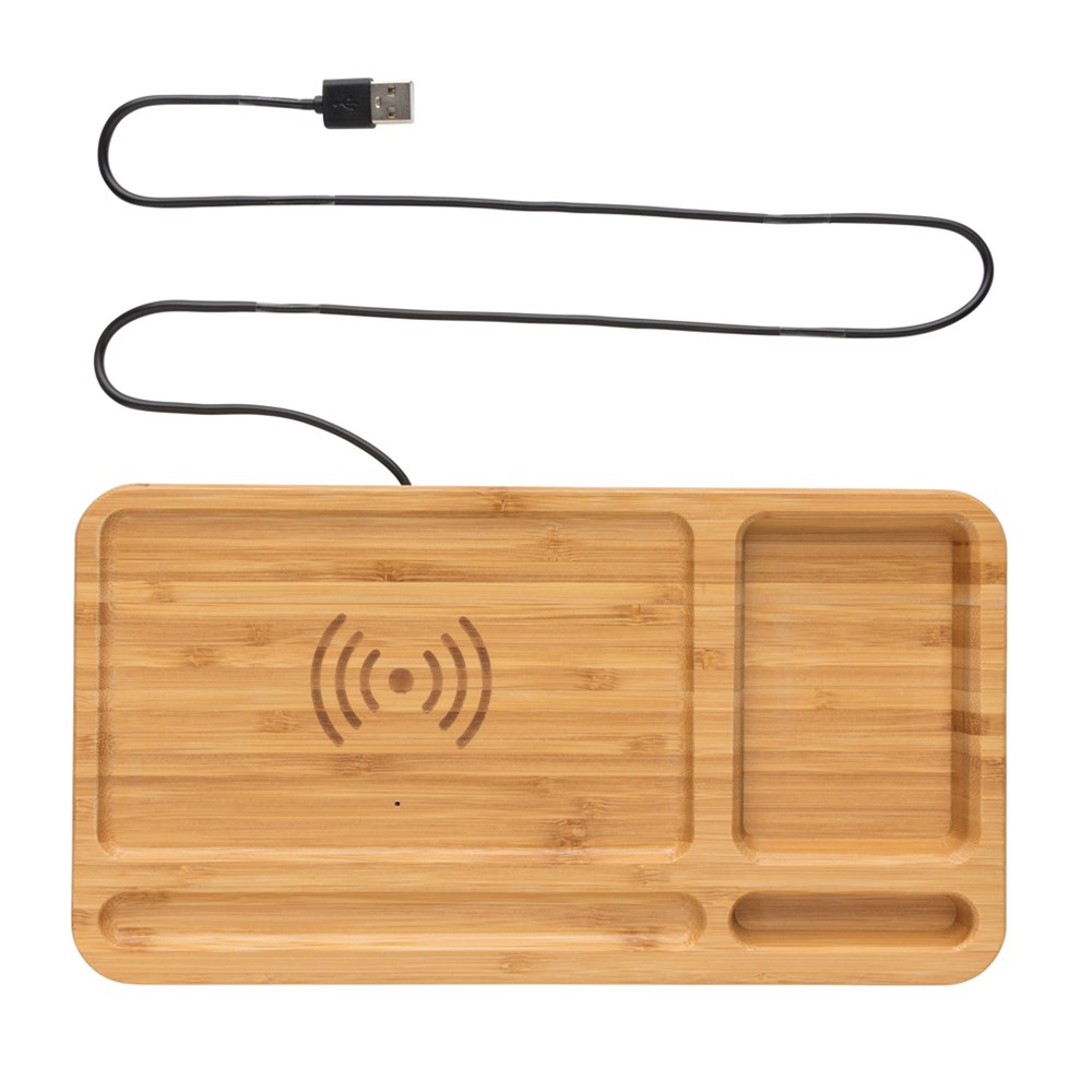 Bambus Schreibtisch-Organizer mit 5W Wireless Charger Bambus Schreibtisch-Organizer mit 5W Wireless Charger