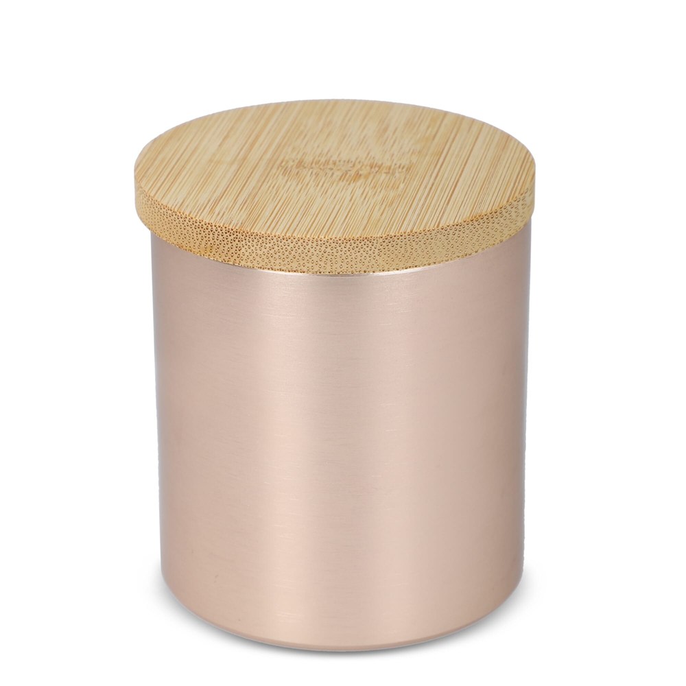 Bhakti-Duftkerze auf pflanzlicher Basis in recyceltem Aluminiumgefäß - rose gold