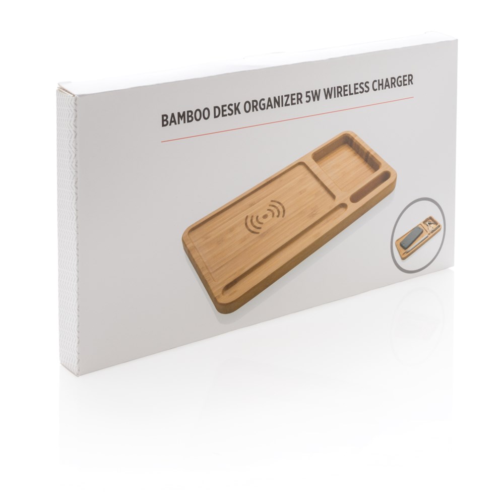 Bambus Schreibtisch-Organizer mit 5W Wireless Charger Bambus Schreibtisch-Organizer mit 5W Wireless Charger
