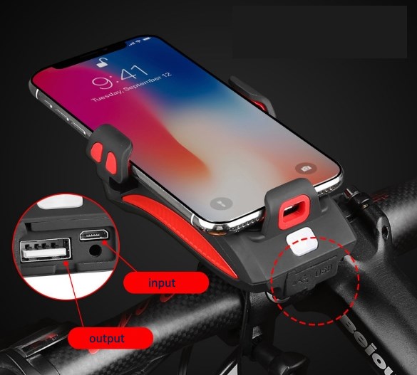 Powerbank mit LED-Licht "Power Bike Holder" rot