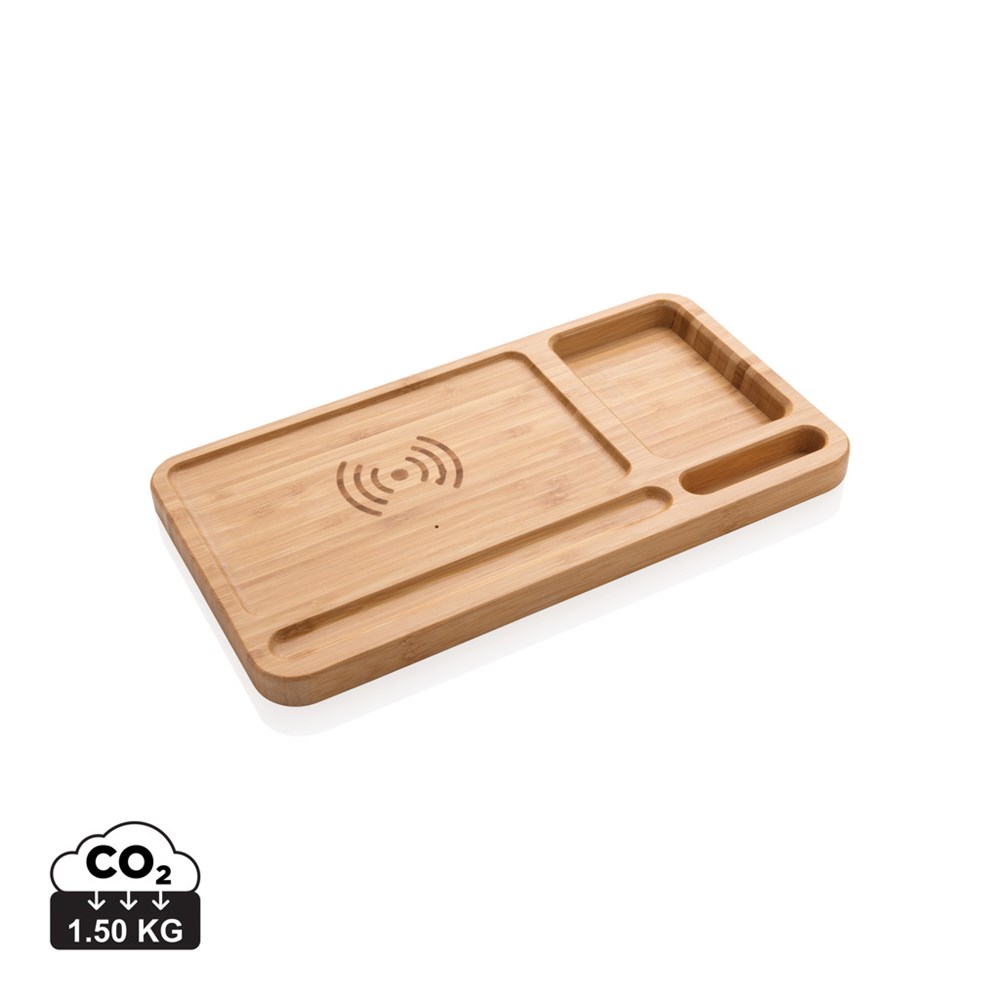 Bambus Schreibtisch-Organizer mit 5W Wireless Charger Bambus Schreibtisch-Organizer mit 5W Wireless Charger