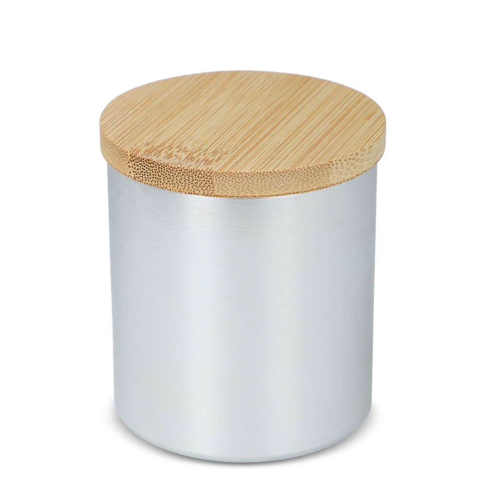 Bhakti-Duftkerze auf pflanzlicher Basis in recyceltem Aluminiumgefäß - silber