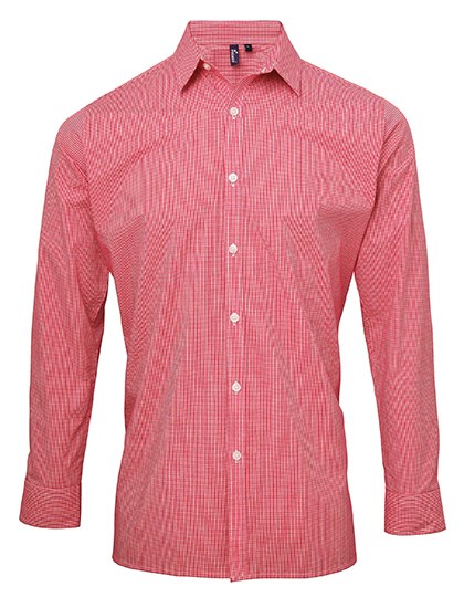 Premier Workwear - Men´s Microcheck (Gingham) Long Sleeve Cotton Shirt