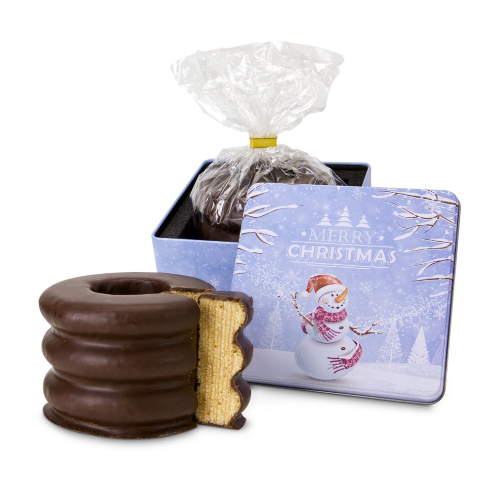 Baumkuchen in Weihnachtsdose