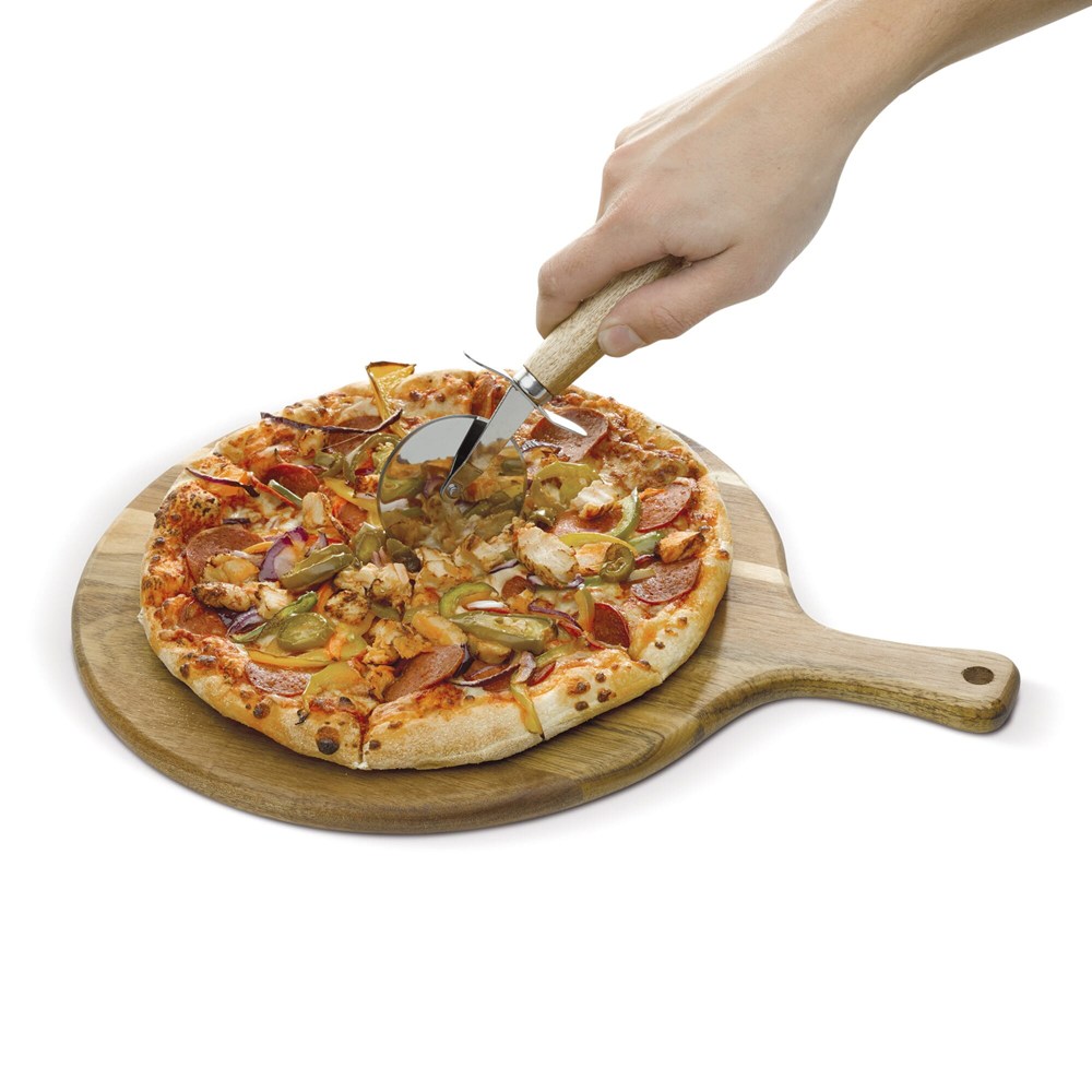 Pizza Schneidebrett mit Rollmesser Pizza Schneidebrett mit Rollmesser
