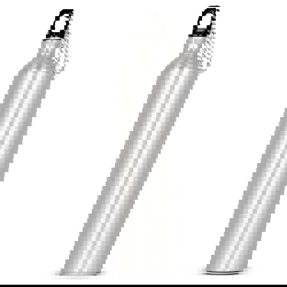 Aluminium Wasserflasche mit Karabiner 750ml - silber