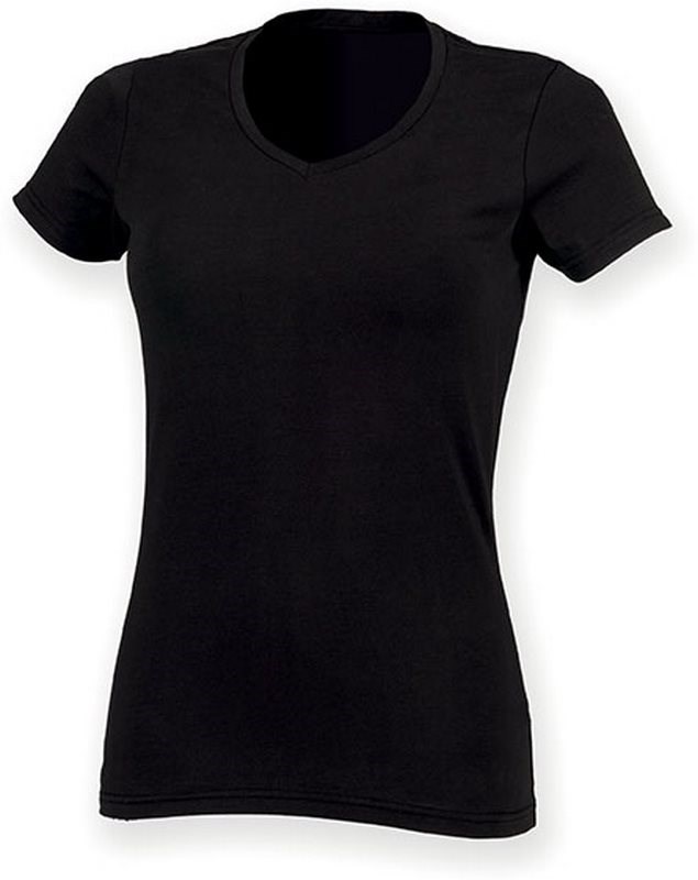 Skinni Fit Ladies Stretch V-Neck T-Shirt