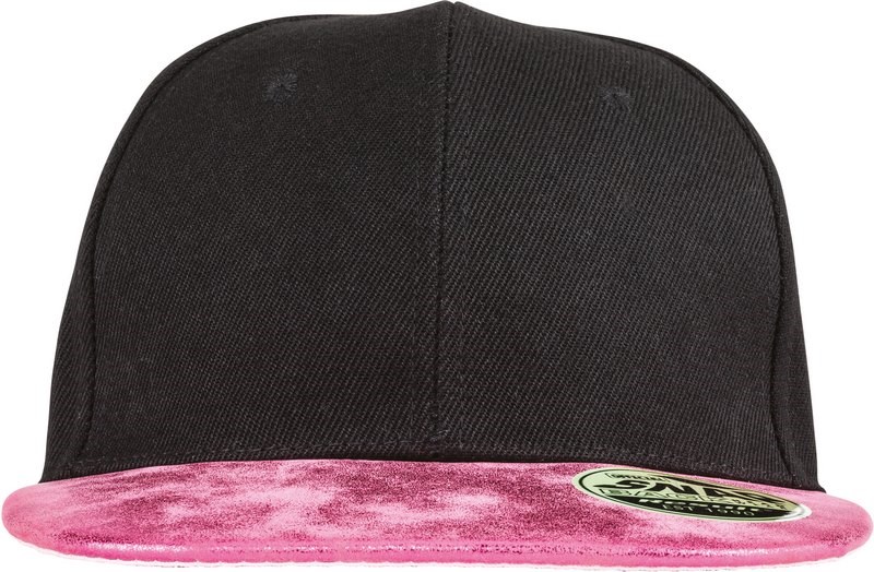 Result Bronx Glitter Flat Peak Snapback Cap - Schwarz / Rosa