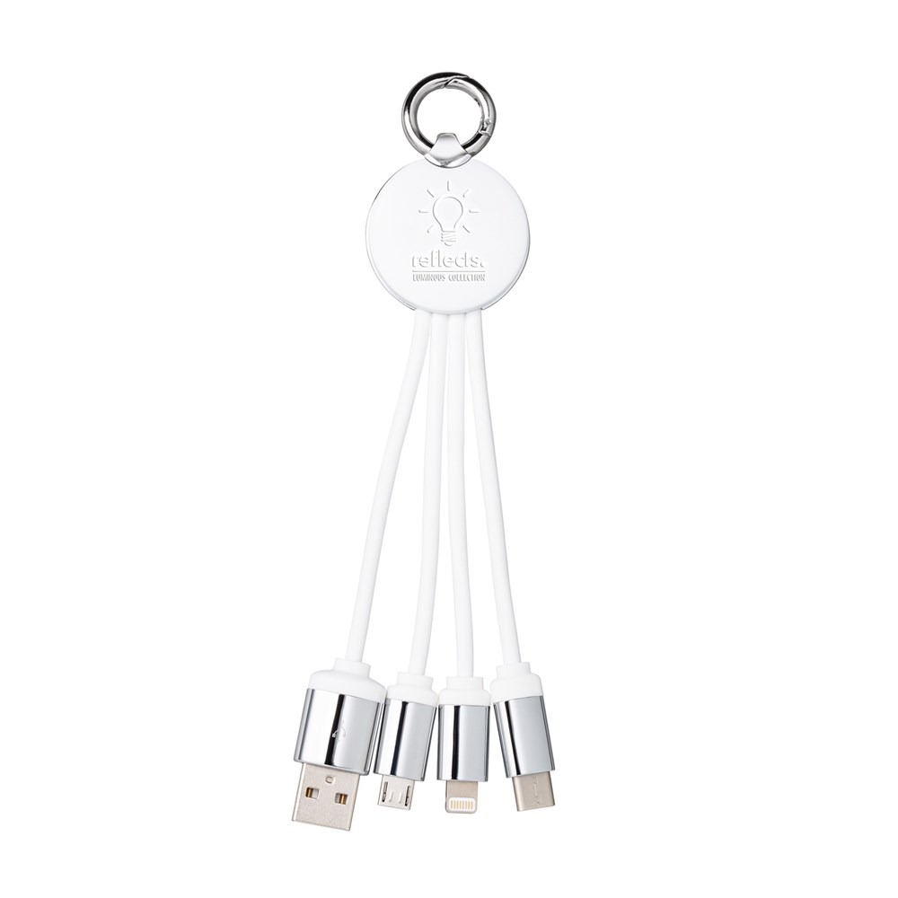 3-in-1 Ladekabel mit Beleuchtung REEVES-PUHALANI - silber, weiß / weiß / weiß