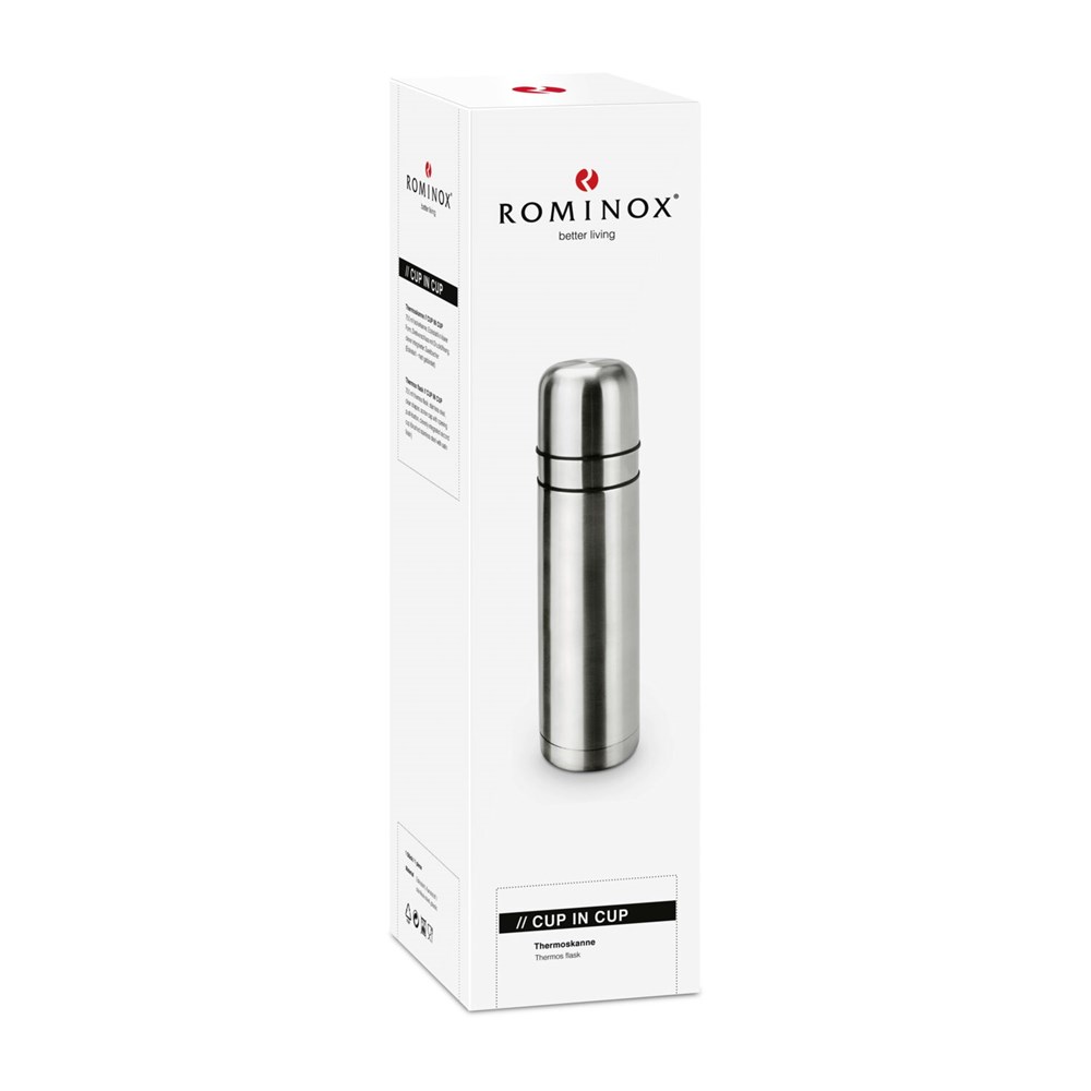 ROMINOX® Isolierkanne // Cup in Cup - mit 2 Deckeln - Silber ROMINOX® Isolierkanne // Cup in Cup - mit 2 Deckeln - Silber