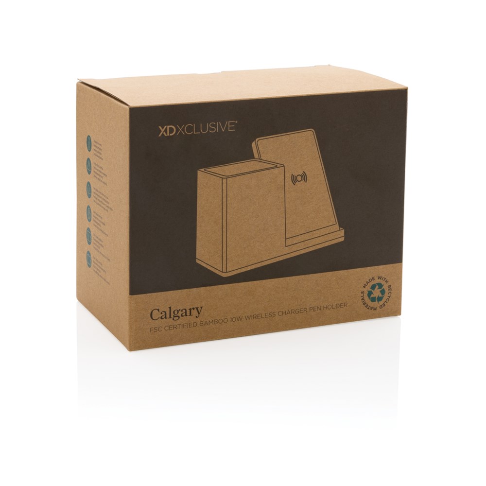 Calgary kabelloses 10W-Ladegerät aus Bambus Calgary kabelloses 10W-Ladegerät aus Bambus