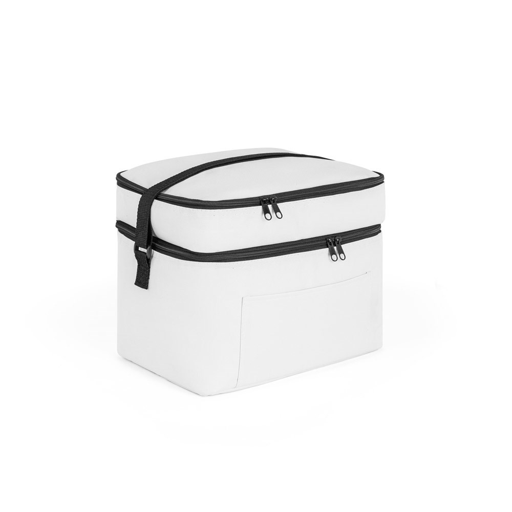 CANCUN LARGE. Kühltasche aus 600D, recyceltem Polyester, mit verstellbarem Gurtband - Weiß