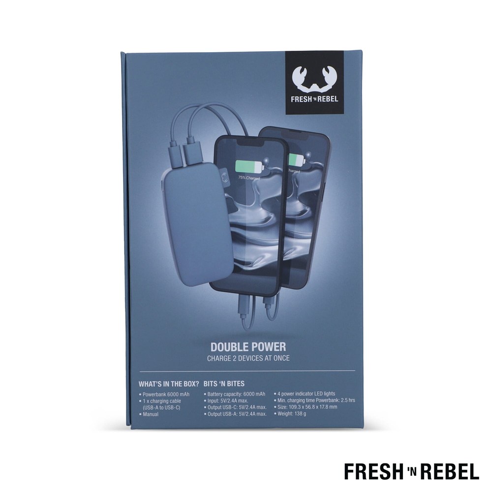 2PB6100 | Fresh 'n Rebel Powerbank 6000mAh USB-C 2PB6100 | Fresh 'n Rebel Powerbank 6000mAh USB-C