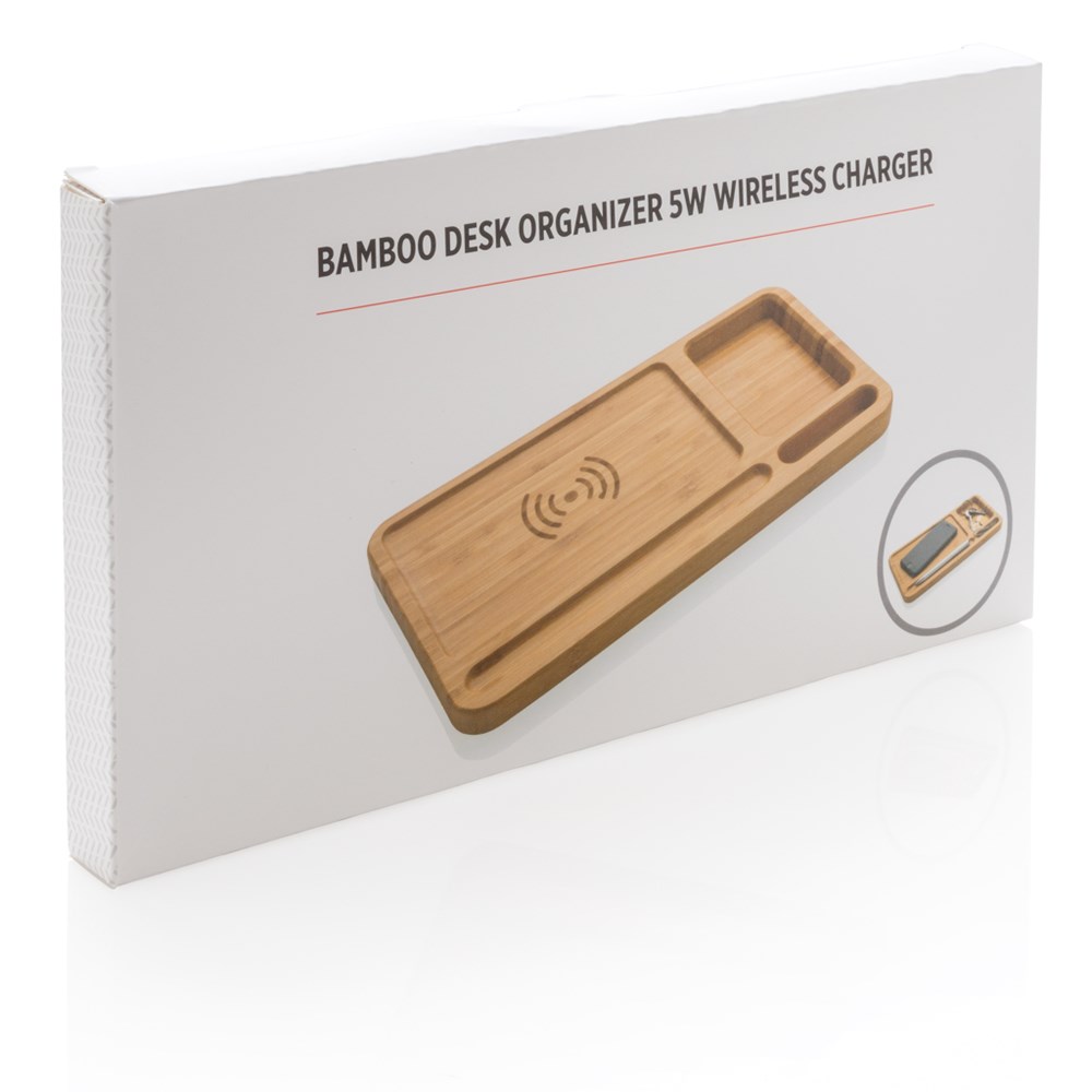 Bambus Schreibtisch-Organizer mit 5W Wireless Charger Bambus Schreibtisch-Organizer mit 5W Wireless Charger