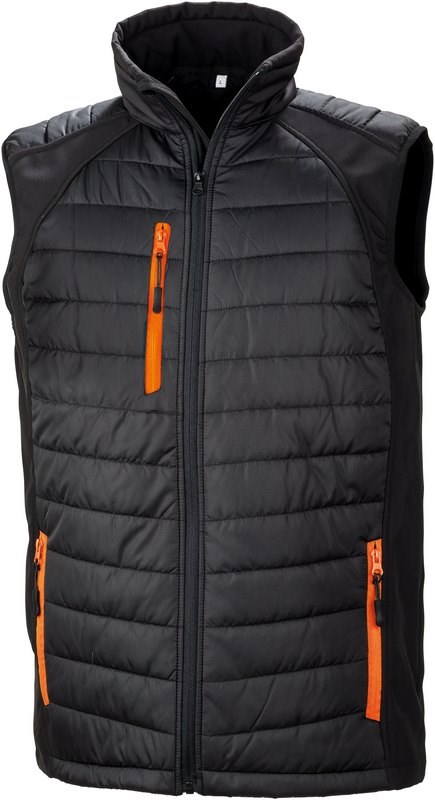 Result BLACK COMPASS PADDED SOFT SHELL GILET - Schwarz / Orange