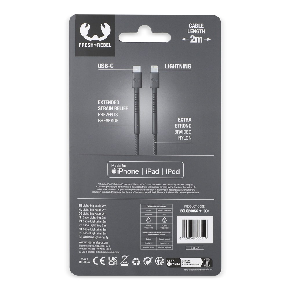 2ULC200 | Fresh 'n Rebel USB-C zu Apple Lightning Kabel 2.0m 2ULC200 | Fresh 'n Rebel USB-C zu Apple Lightning Kabel 2.0m