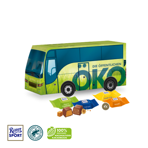 3D Präsent "Bus" mit Ritter SPORT Schokowürfel