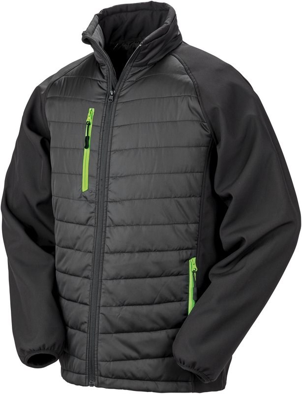 Result BLACK COMPASS PADDED SOFT SHELL JACKE - Schwarz / Lime