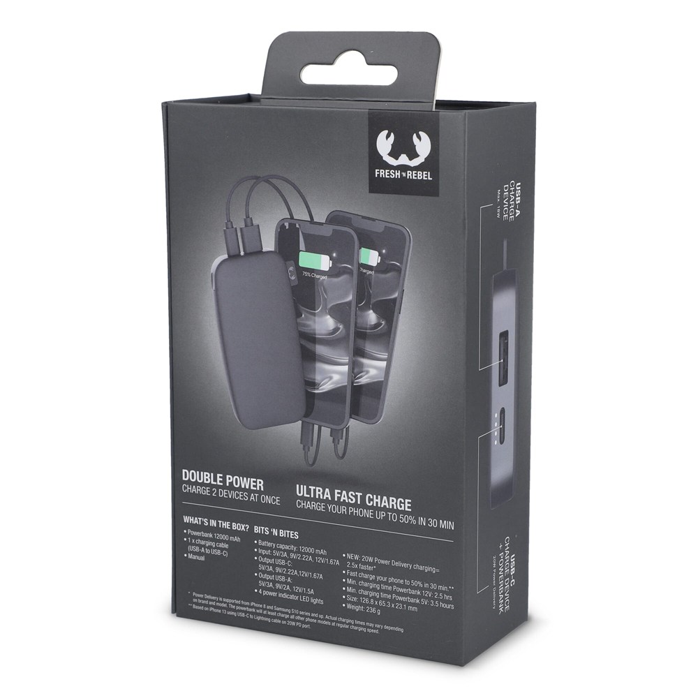 2PB12100 | Fresh 'n Rebel Powerbank 12000mAh USB-C Fast Charging 20W 2PB12100 | Fresh 'n Rebel Powerbank 12000mAh USB-C Fast Charging 20W