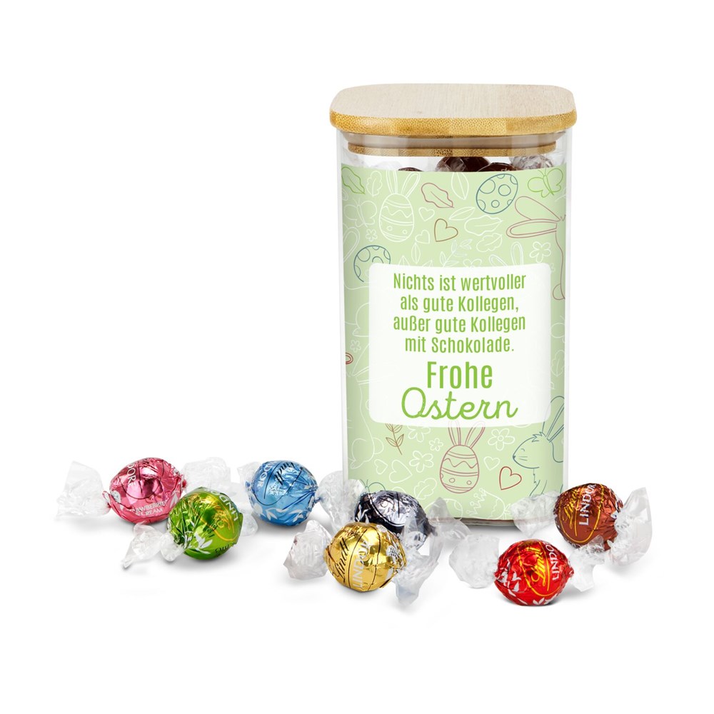 Lindor Team-Glas Frohe Ostern mit 35 Lindt Lindorkugeln