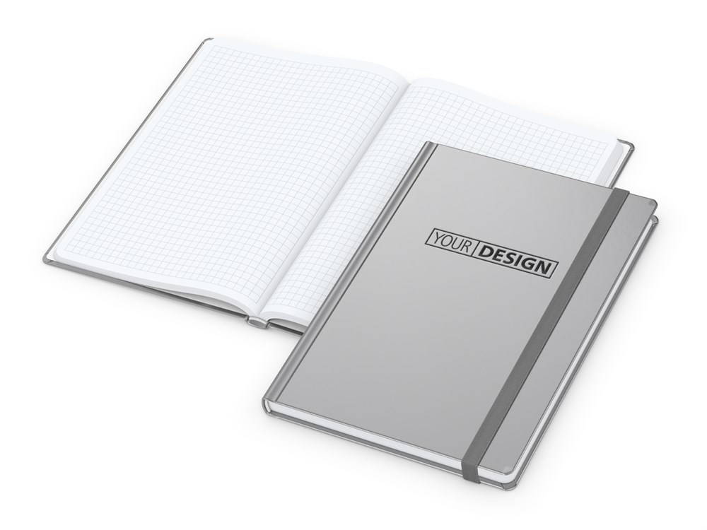 Notizbuch Easy-Book Comfort Bestseller, A5, silber inkl. Prägung schwarz-glänzend Notizbuch Easy-Book Comfort Bestseller, A5, silber inkl. Prägung schwarz-glänzend