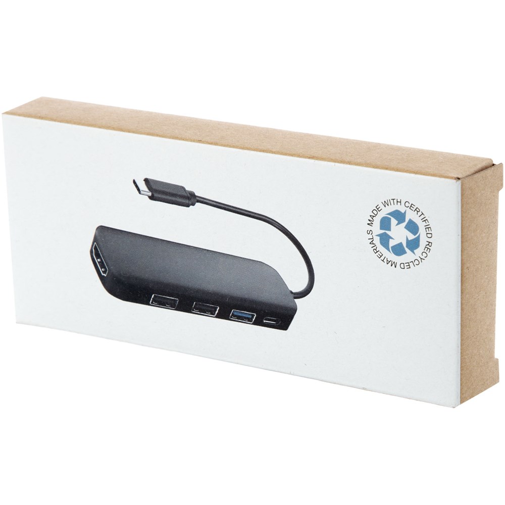Loop Multimedia-Adapter aus recyceltem RCS Kunststoff USB 2.0-3.0 mit HDMI-Anschluss Loop Multimedia-Adapter aus recyceltem RCS Kunststoff USB 2.0-3.0 mit HDMI-Anschluss
