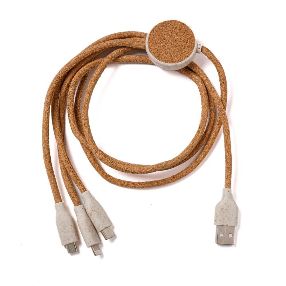 3 in 1 USB-Kabel aus Kork-Braun 3 in 1 USB-Kabel aus Kork-Braun